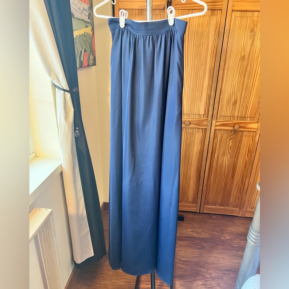 Navy Blue Long Satin skirt